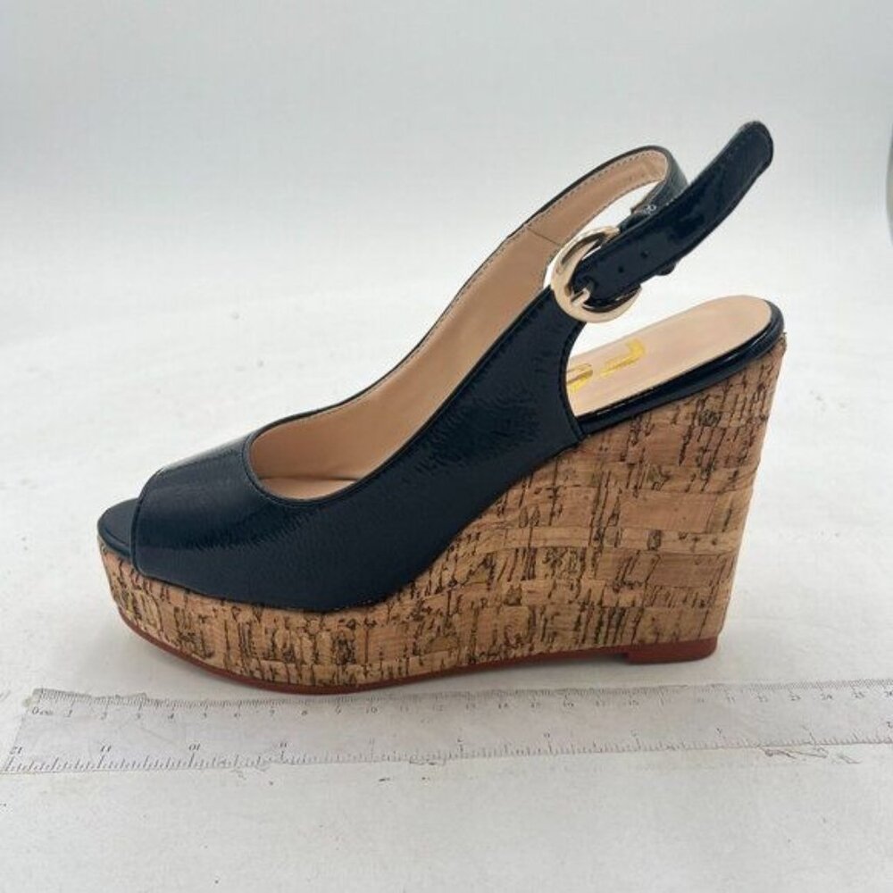 FSJ Women Peep Toe High Heel Wedge Sandals Slip on Cork Pumps Slingback Platform